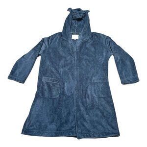 Victorias Secret Blue Quilted Hooded Bathrobe With Bear Ears Size M Plush Bath